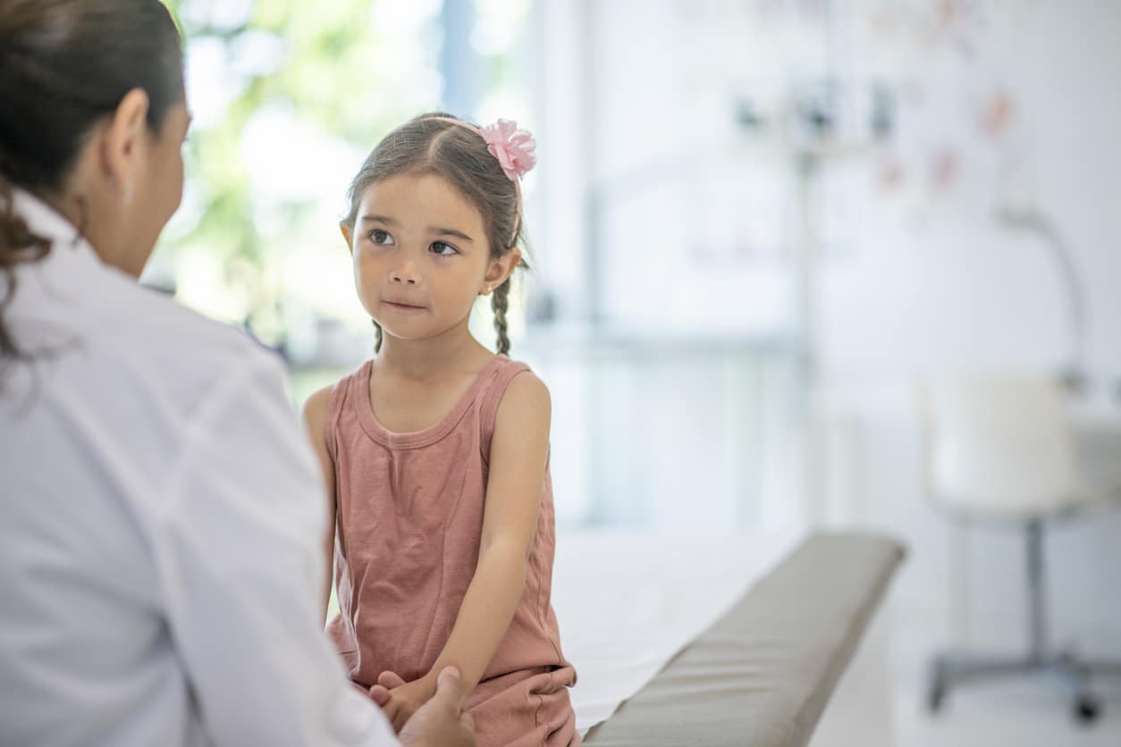 Young girl in the nurses office.